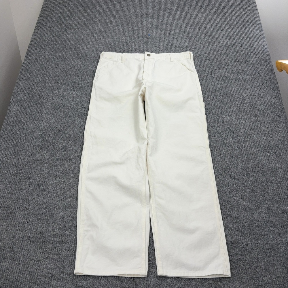 Stan Ray Carpenter Pants Mens 36 White Cotton Made in USA Painter Workwear Style